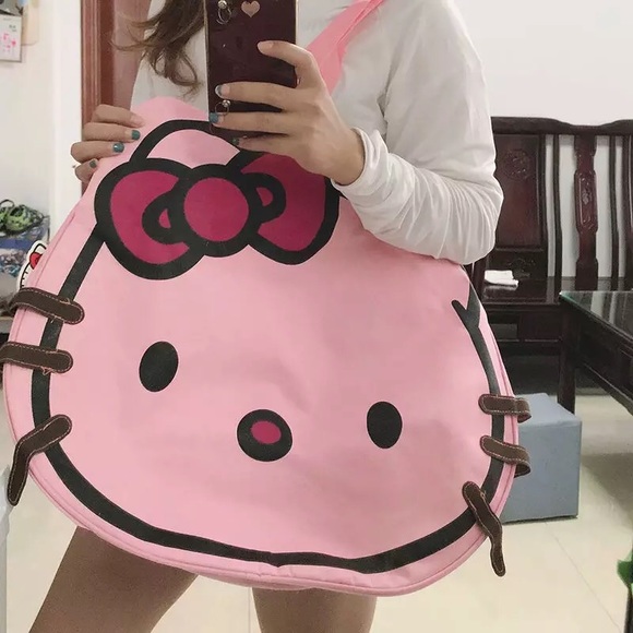 Hello kitty bag pink shoulder duffle large bag cute cartoon women travel… - Picture 2 of 9
